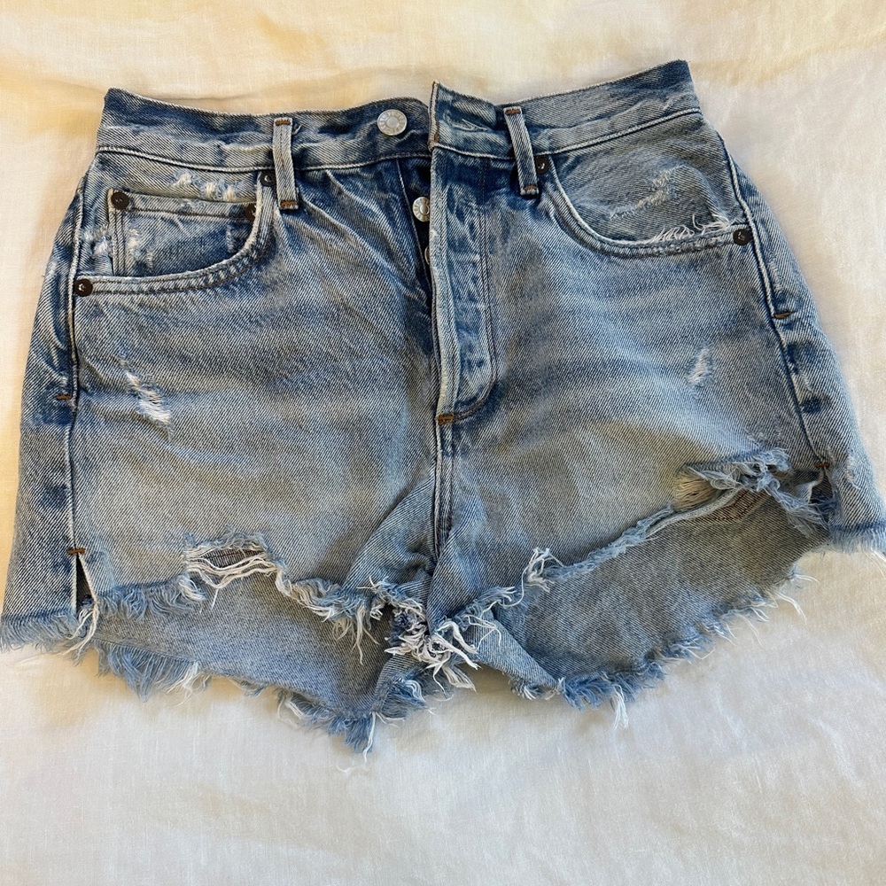 Agolde Medium Blue Denim Jean Shorts